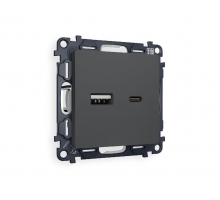 Комплект механизма розетки 2USB A+C 20W (быстрая зарядка) Ambrella Volt Alfa MA911010