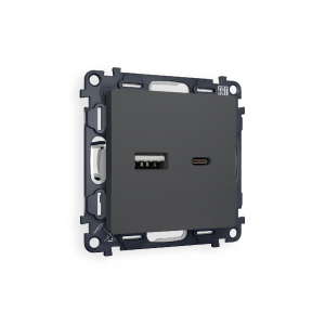 Комплект механизма розетки 2USB A+C 20W (быстрая зарядка) Ambrella Volt Alfa MA911010