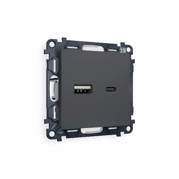 Комплект механизма розетки 2USB A+C 20W (быстрая зарядка) Ambrella Volt Alfa MA911010 Комплект механизма розетки 2USB A+C 20W (быстрая зарядка) Ambrella Volt Alfa MA911010