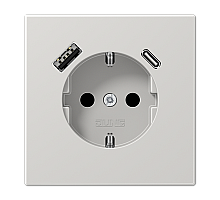Розетка 2K+З USB Typ AC Jung LS1520-15CALG