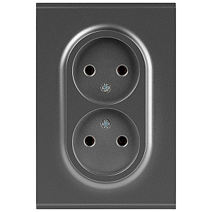 Розетка Эра Arktik 16-2107-06 без заземления двойная 2X2P 16А-250В графит Б0071686