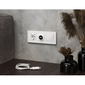 Комплект механизма электрической розетки 2USB С+C 20W с/з на винтовых зажимах 16A-250V Alfa Белый глянец Quant Ambrella Volt MA110510 (AP1105, VM165)