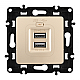 Розетка USB 2.1А+1А Arte Milano 217.46-1.shampan