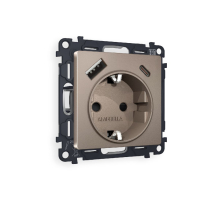 Комплект механизма розетки 2USB A+C 20W (быстрая зарядка) с/з Ambrella Volt Alfa MA640010