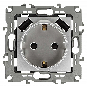 Розетка 2P+E со шторками и 2xUSB Эра 12-4109-03 Б0047842