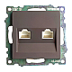 Розетка компьютерная 2-местная RJ-45 (механизм) Stekker GLS00-7109-04 Катрин, шоколад 50006