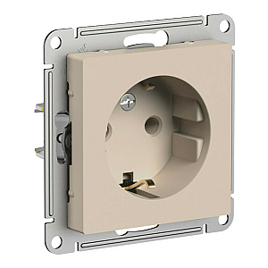 Розетка с/з, 16А, механизм Systeme Electric AtlasDesign Песочный ATN001243