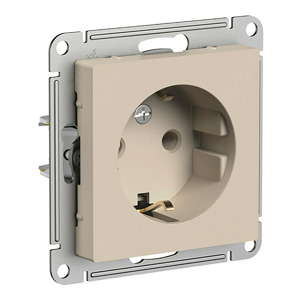 Розетка с/з, 16А, механизм Systeme Electric AtlasDesign Песочный ATN001243