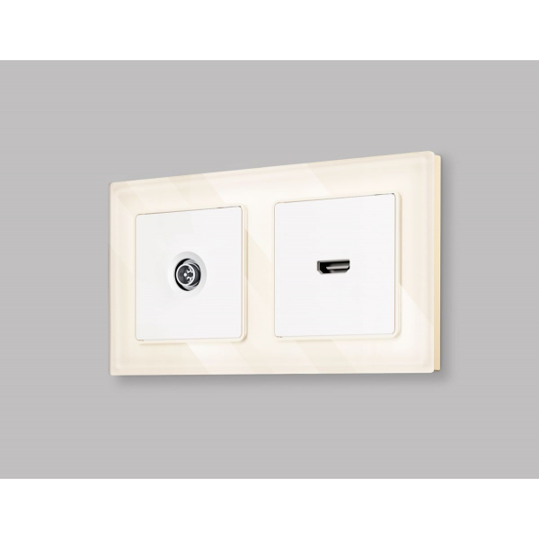 Комплект механизма TV розетки оконечной экранированной 5-1000MHz 3dB Alfa Белый матовый Quant Ambrella Volt MA133005 (AP1330, VM199)