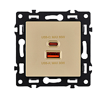 Розетка USB A+C 65W, золотой Kollinger Asthetik AS-024GD