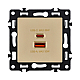 Розетка USB A+C 65W, золотой Kollinger Asthetik AS-024GD