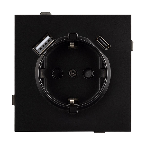 Механизм розетки с USB зарядкой Arlight SCT-TENDO-MUAC-PL-BK (230V, 16A) 054087