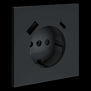 Накладка для розетки с заземлением и защитными шторками, с USB A+C Voltum S70 (графит) VLS001007