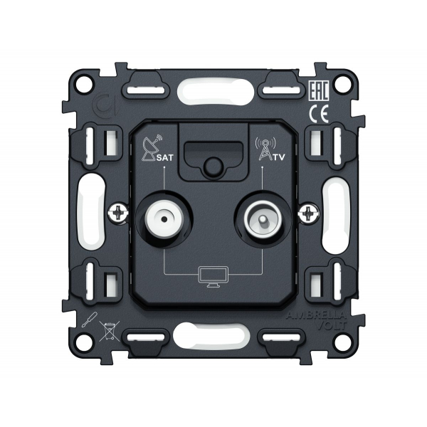Механизм розетки TV оконечной + SAT 5-862MHz 3.5dB/950-2150MHz 3.5dB QUANT Ambrella Volt VM217