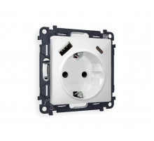 Комплект механизма розетки 2USB A+C 20W (быстрая зарядка) с/з Ambrella Volt Alfa MA130010
