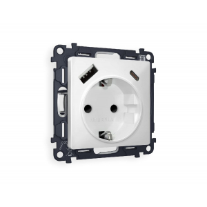 Комплект механизма розетки 2USB A+C 20W (быстрая зарядка) с/з Ambrella Volt Alfa MA130010