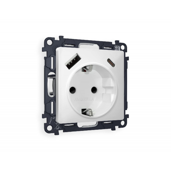 Комплект механизма розетки 2USB A+C 20W (быстрая зарядка) с/з Ambrella Volt Alfa MA130010 Комплект механизма розетки 2USB A+C 20W (быстрая зарядка) с/з Ambrella Volt Alfa MA130010
