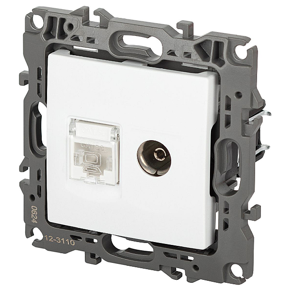 Розетка ЭРА Серия 12 12-3110-01М комбинированная RJ45+TV, белый матовый Б0065691