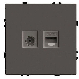 Розетка TV + компьютерная RJ-45 (механизм) Stekker Эмили RST00-5106-09 антрацит soft touch 49924