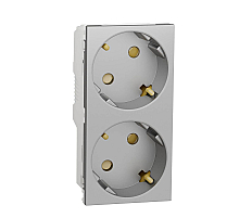 Розетка двойная Schneider Electric Unica New Modular с/з со шторками NU306730A