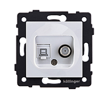 Розетка двойная спутниковая SAT + RJ45 Cat.6, белый Kollinger REA-014WH для Aspekt, Eleganz, Reflex