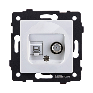 Розетка двойная спутниковая SAT + RJ45 Cat.6, белый Kollinger REA-014WH для Aspekt, Eleganz, Reflex