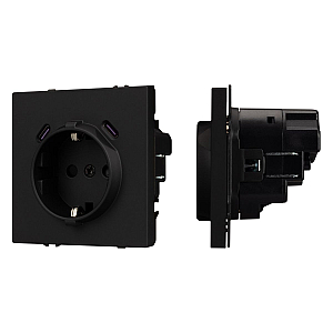 Розетка зк со шторками с USB тип C+С софт-тач черный оникс Arlight SCT-MUCC-SFPL-BK (250V, 16A) 061813(1)