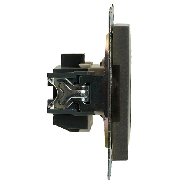 Розетка 2P Stekker Катрин со шторками графит GLS10-7109-06 49420