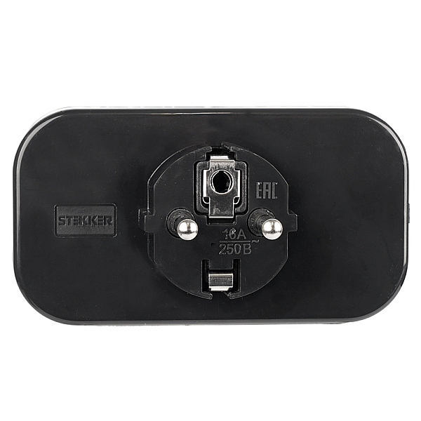 Разветвитель сетевой 2-местный Stekker 250V 16A ABS ADP16-22-20 50680