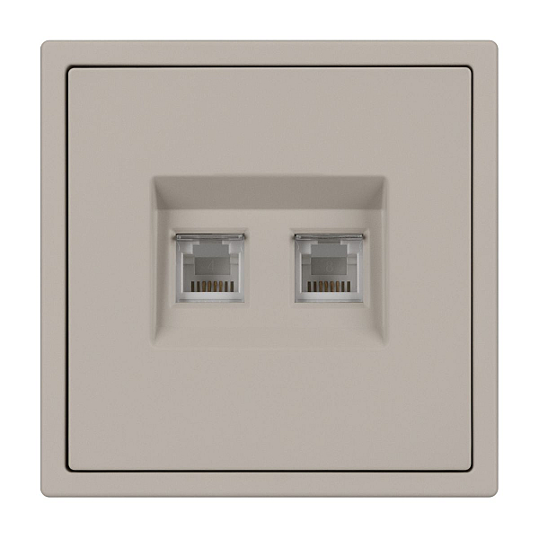 Розетка телефонная двойная софт-тач кашемир Arlight SCT-MTL2-SFPL-CA (2хRJ-11, 4C) 061889(1)