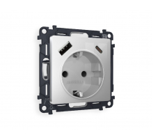 Комплект механизма розетки 2USB A+C 20W (быстрая зарядка) с/з Ambrella Volt Alfa MA410010