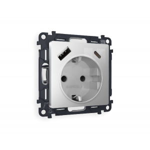 Комплект механизма розетки 2USB A+C 20W (быстрая зарядка) с/з Ambrella Volt Alfa MA410010