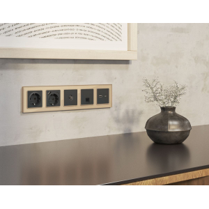 Комплект мех-ма компьютерной розетки RJ-45 экранированной с автоматической защитной шторкой Alfa Графит мягкое касание Quant Ambrella Volt MA912005 (AP9120, VM185)