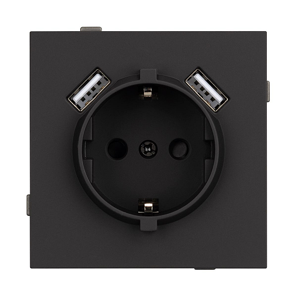 Механизм розетки с USB зарядкой Arlight SCT-TENDO-MUAA-SFPL-BK (230V, 16A) 054603