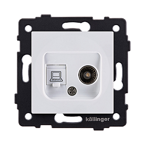 Розетка двойная TV (мама) + RJ45 Cat.6, белый Kollinger REA-021WH для Aspekt, Eleganz, Reflex