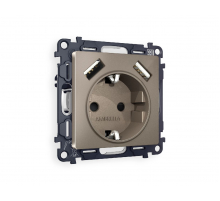 Комплект механизма розетки 2USB A+A 18W (быстрая зарядка) с/з Ambrella Volt Alfa MA639010