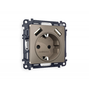 Комплект механизма розетки 2USB A+A 18W (быстрая зарядка) с/з Ambrella Volt Alfa MA639010