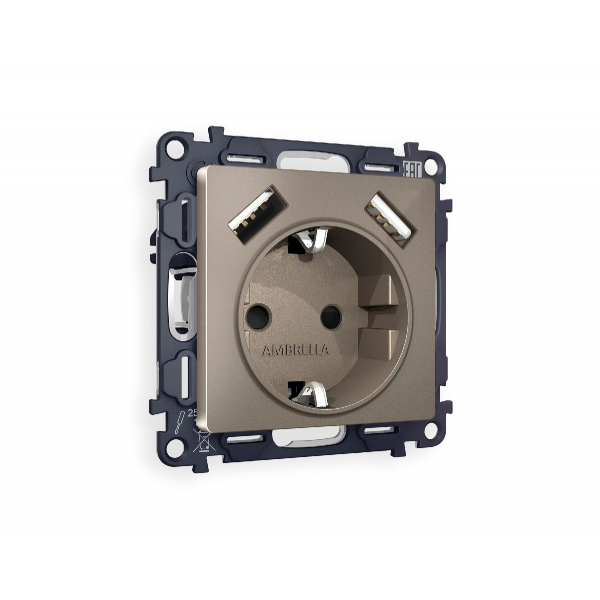 Комплект механизма розетки 2USB A+A 18W (быстрая зарядка) с/з Ambrella Volt Alfa MA639010 Комплект механизма розетки 2USB A+A 18W (быстрая зарядка) с/з Ambrella Volt Alfa MA639010