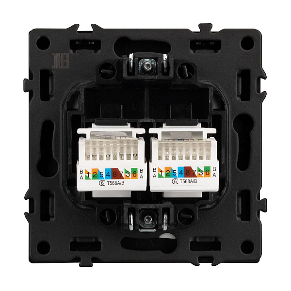 Розетка компьютерная двойная софт-тач серый базальт Arlight SCT-MPC2-SFPL-GR (2хRJ-45, CAT6) 054315(1)