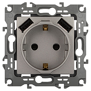 Розетка со шторами и 2 USB Эра 12-4109-16 Б0065729