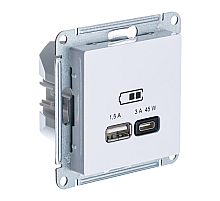 Розетка USB A + тип-C 45Вт высокоскор.заряд. QC, PD, механизм Systeme Electric AtlasDesign Лотос ATN001329