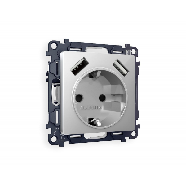 Комплект механизма розетки 2USB A+A 18W (быстрая зарядка) с/з Ambrella Volt Alfa MA409010 Комплект механизма розетки 2USB A+A 18W (быстрая зарядка) с/з Ambrella Volt Alfa MA409010