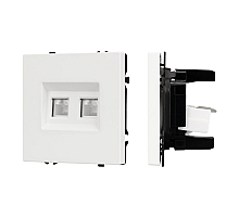 Розетка компьютерная двойная софт-тач белый кварц Arlight SCT-MPC2-SFPL-WH (2хRJ-45, CAT6) 054312(1)
