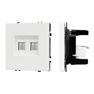 Розетка компьютерная двойная софт-тач белый кварц Arlight SCT-MPC2-SFPL-WH (2хRJ-45, CAT6) 054312(1)