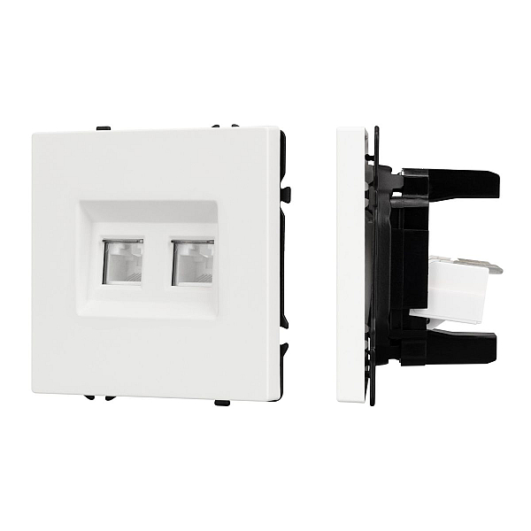 Розетка компьютерная двойная софт-тач белый кварц Arlight SCT-MPC2-SFPL-WH (2хRJ-45, CAT6) 054312(1)