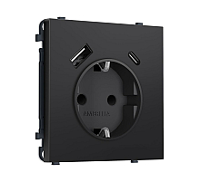 Комплект механизма электрической розетки SIGMA Черный матовый 2USB A+C 20W Ambrella Volt MS810010 (SP8100, PR160)