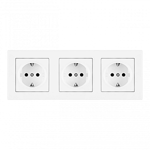 Розетка тройная (трехпостовая) с/з и шторками Arte Milano SET06-3-40-1x3 white