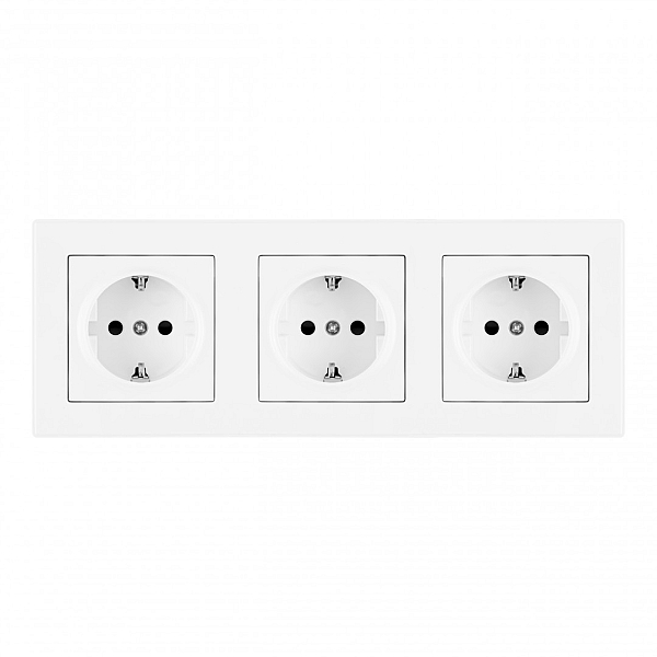Розетка тройная (трехпостовая) с/з и шторками Arte Milano SET06-3-40-1x3 white