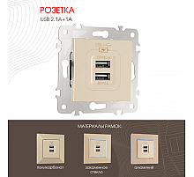 Розетка USB 2.1А+1А Arte Milano 203.46-1.shampan