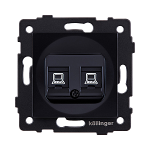 Розетка двойная Ethernet RJ45 Cat.5, черный Kollinger REA-015BK для Aspekt, Eleganz, Reflex